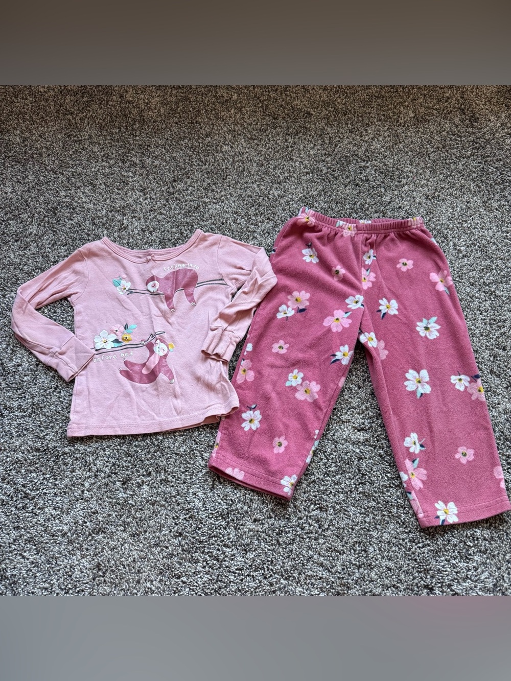 Carter's Pink Sloth & Floral Pajama Set